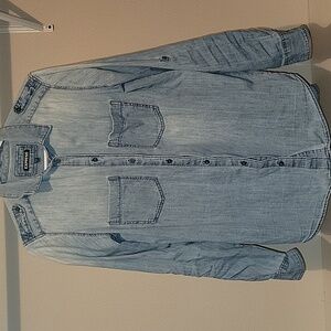 Express Womens Cotton Denim Shirt, Medium, Blue